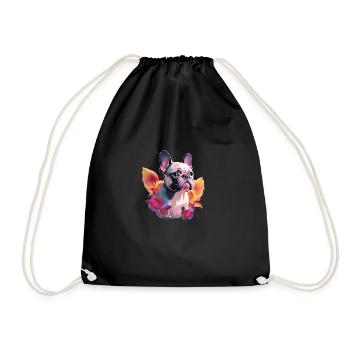 French Bulldog - Drawstring Bag - black - Front