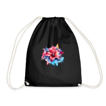 Floral Elegance - Drawstring Bag - black - Front