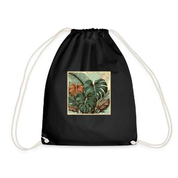 Vintage Monstera Plants - Drawstring Bag - black - Front