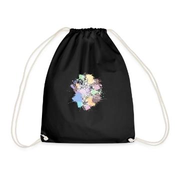 white Indian headdress pastel spots - Drawstring Bag - black - Front