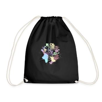 Pastel-colored black Indian headdress - Drawstring Bag - black - Front