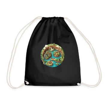 Gaming World Map - Jump and Run - Drawstring Bag - black - Front
