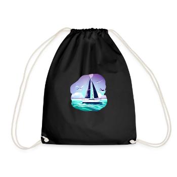 Sailing Sailing Ship Sailing Sailing Sailboat - Drawstring Bag - black - Front
