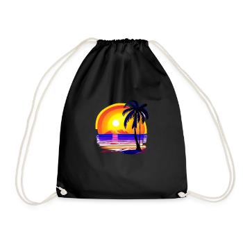 Summer Holiday Sun Palm Beach Palm Island - Drawstring Bag - black - Front