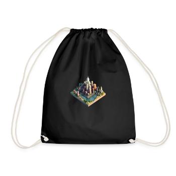 Tiny City - World Illustration, Isometric - Drawstring Bag - black - Front