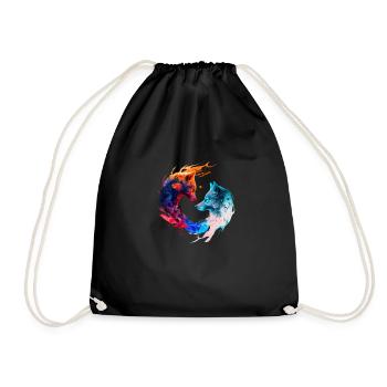 Harmonie der Wölfe /Multicolor Ying und Yang Wölfe - Turnbeutel - Schwarz - Vorne