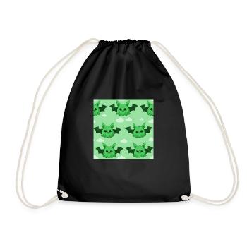 Whimsical Wings: Cartoon Bat Adventures - Drawstring Bag - black - Front