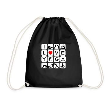I love yoga form symbols chakra heart love happiness - Drawstring Bag - black - Front