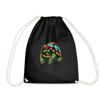 Horror Zombie Gruseliges Vintage-Schildkröten-Design - Turnbeutel - Schwarz - Vorne