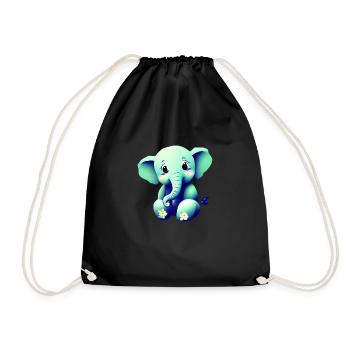Elephant Zoo Species Conservation Kindergarten - Drawstring Bag - black - Front