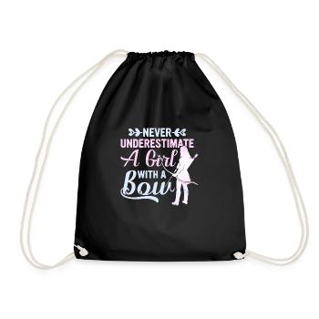 Never Underestimate A Girl With A Bow Archery Bow - Drawstring Bag - black - Front