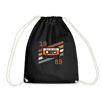 1989 retro vintage anniversary - Drawstring Bag - black - Front
