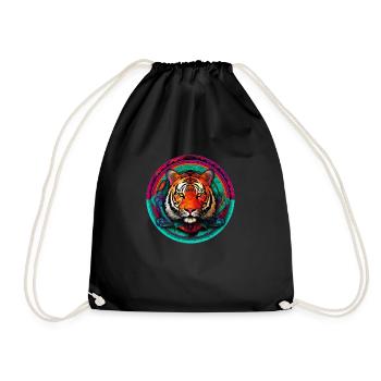 Tiger Mandala Harmony - Drawstring Bag - black - Front