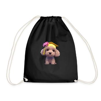 Bachelor Poodle Study Dogs Graduation - Drawstring Bag - black - Front