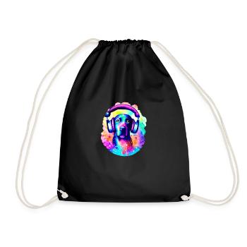 Labrador owner Labrador Retriever listen to music - Drawstring Bag - black - Front