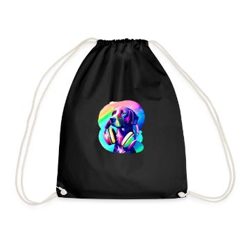 Labrador owners listening to music Labrador Retriever - Drawstring Bag - black - Front
