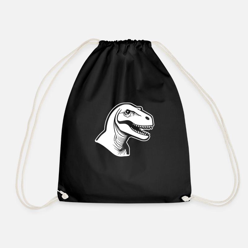 Dino Dinosaur Dinosaurs Paleontology - Drawstring Bag - black