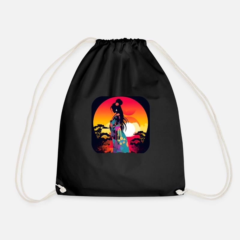 Japanese Dream #1 - Drawstring Bag - black