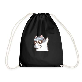Katze mit Dab - Turnbeutel - Schwarz - Vorne