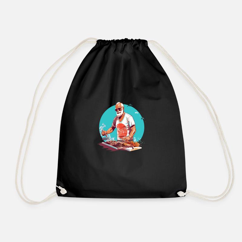Barbecue Time #2 - Drawstring Bag - black