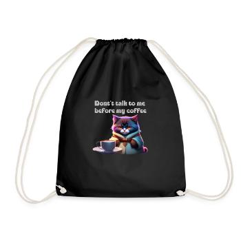 Drôle de chat et de café - Sac de sport léger - noir - Devant
