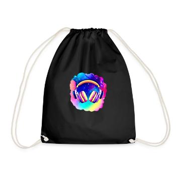 Headphones Singing Singers Listening to music Musicians Gamers - Drawstring Bag - black - Front