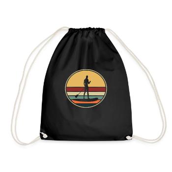 Stand Up Paddling SUP Vintage Geschenk - Turnbeutel - Schwarz - Vorne