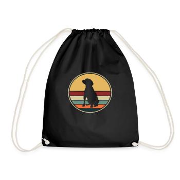 Dackel Retro Hund Hunde - Turnbeutel - Schwarz - Vorne