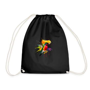 Farbenfroher Kolibri - Turnbeutel - Schwarz - Vorne