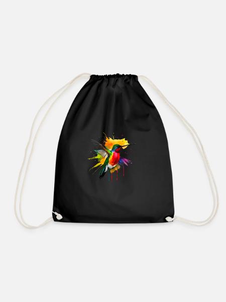 Farbenfroher Kolibri - Turnbeutel - Schwarz