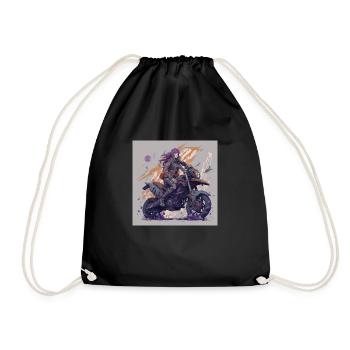 Fluid Biker girl - Anime Style - Drawstring Bag - black - Front