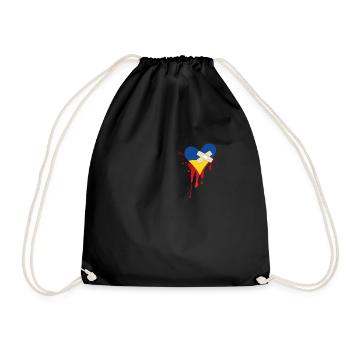 My Heart Is Broken for Ukraine - Broken Ukrainian - Drawstring Bag - black - Front