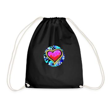 graffiti heart 1 - Drawstring Bag - black - Front