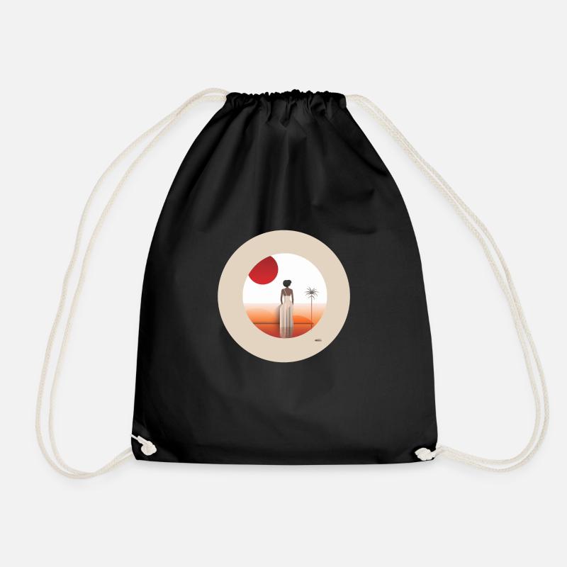 Minimalist Summer - Drawstring Bag - black