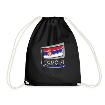 Serbia Flag Flag - Drawstring Bag - black - Front