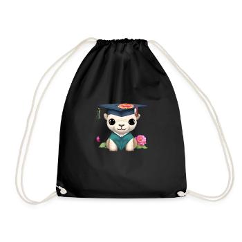 Bachelor Graduate School Leaving Certificate Alpaca Study - Drawstring Bag - black - Front