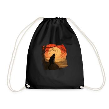 Katze bei Sonnenuntergang #2 - Turnbeutel - Schwarz - Vorne