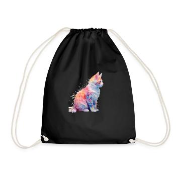 Sweet color Sprinkles Cat Splash Shirt Design - Drawstring Bag - black - Front