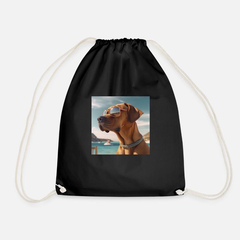 Rhodesian Ridgeback mit Sonnenbrille im Urlaub - Turnbeutel - Schwarz