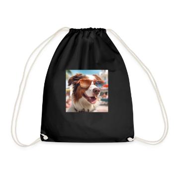 Berger australien portant des lunettes de soleil en vacances - Sac de sport léger - noir - Devant