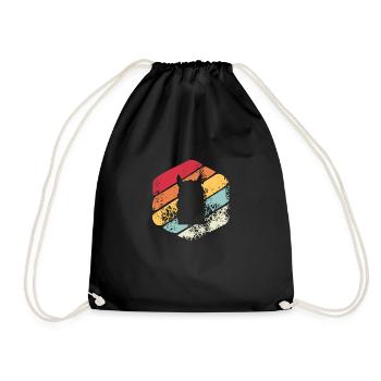 Vintage-Geschenk Lama - Turnbeutel - Schwarz - Vorne
