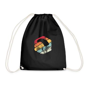 Vintage Geschenk Fallschirm - Turnbeutel - Schwarz - Vorne