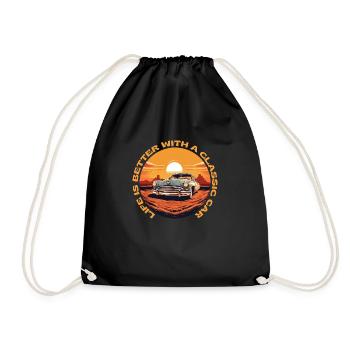 Life is better with a classic car - Turnbeutel - Schwarz - Vorne