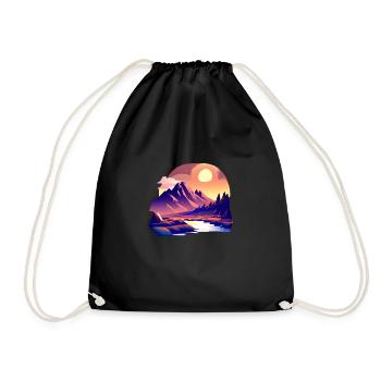 Mountains Hiking Mountain hikers Mountain hiking Hiking - Drawstring Bag - black - Front
