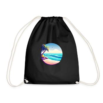 Sommerurlaub Strand Palmen Insel Sonne Palme - Turnbeutel - Schwarz - Vorne
