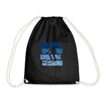 Vintage Geschenk Ski - Turnbeutel - Schwarz - Vorne
