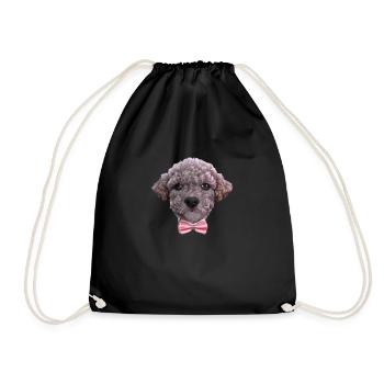 puppy poodle dog owner poodle puppy dog love - Drawstring Bag - black - Front