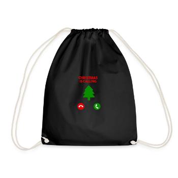 Christmas is calling Frohe Weihnachten Lustig Gift - Turnbeutel - Schwarz - Vorne