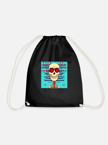 Skeleton head pop art - Drawstring Bag - black