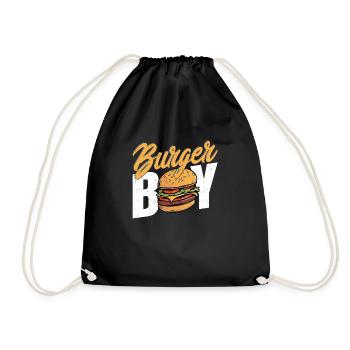 Burger Boy Hamburger Food Meat Buns - Drawstring Bag - black - Front